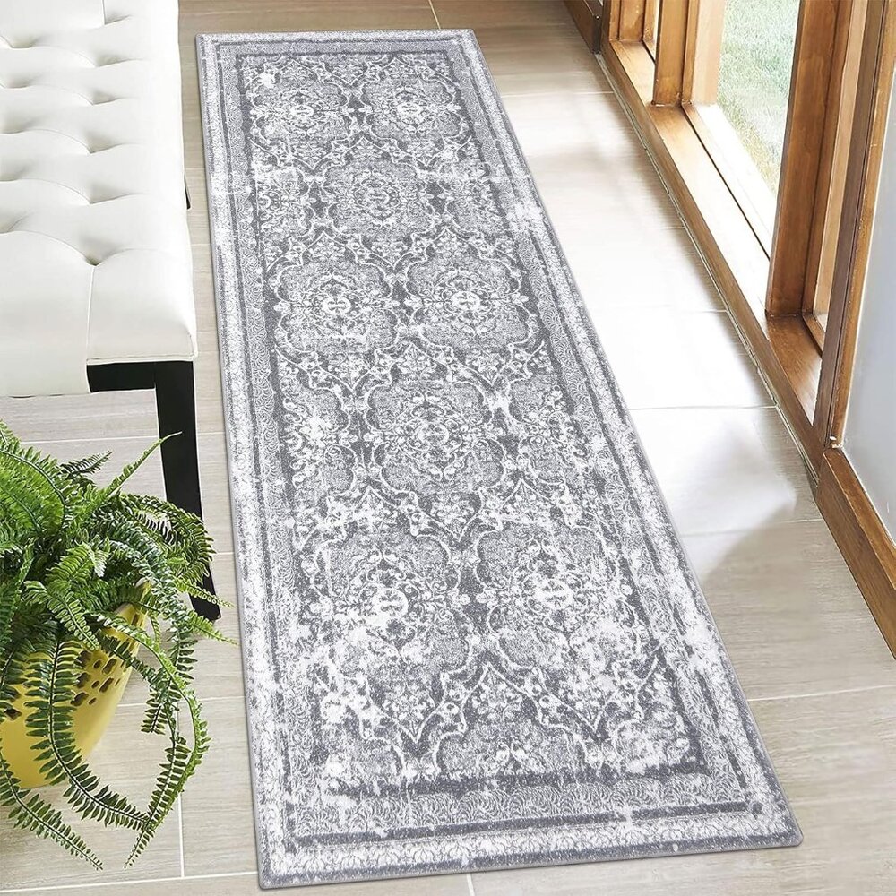 2x6 Grey Hallway Runner Rug, Soft Shaggy Washable Non-Slip Rug for Entry & Home